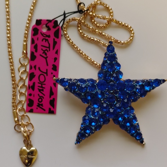 Betsey Johnson Blue and Gold Star Pendant Necklace - Picture 4 of 7